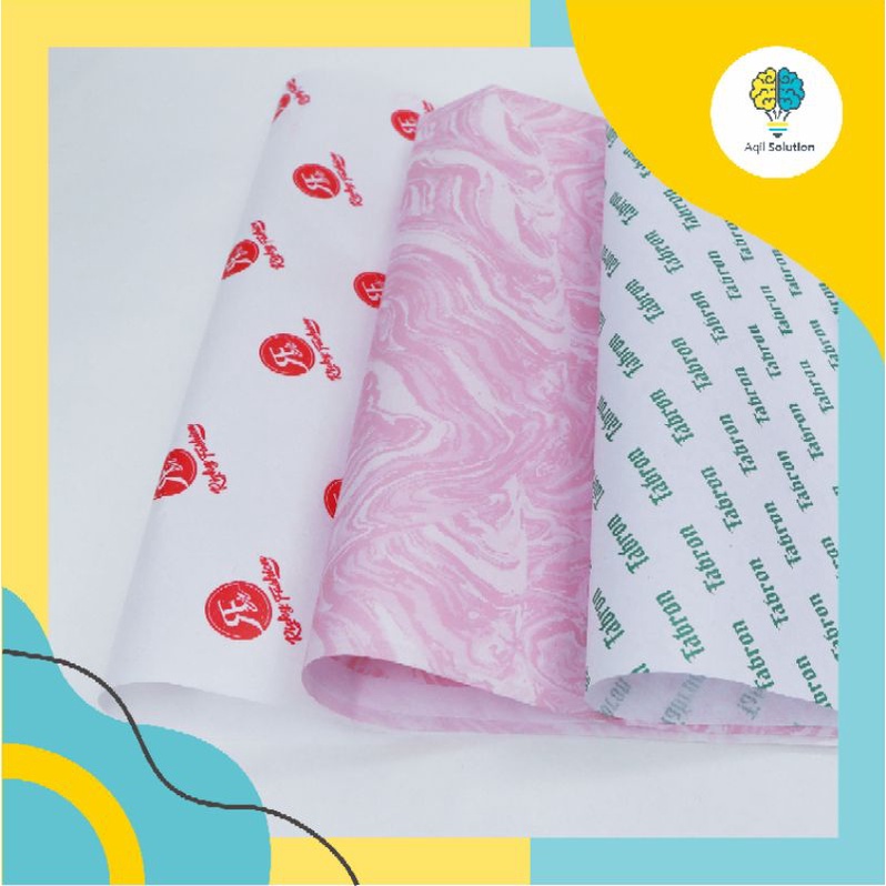 (Custom Logo) Cetak Wrapping Paper Kertas Roti Tisu Doorslag Perlengkapan Kemasan Kado Hampers Baju By Aqilsolution