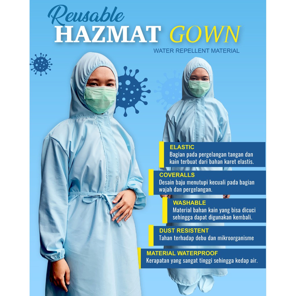 BAJU COVERALL HAZMAT GOWN APD (biru)