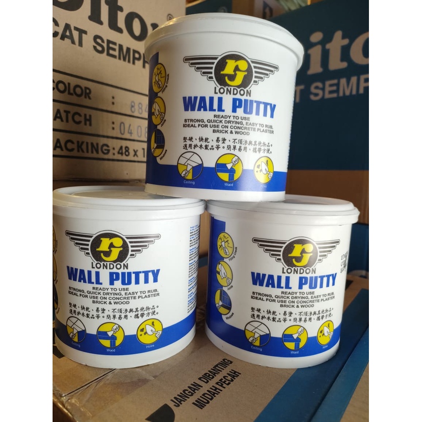 RJ wall putty 1kg 1000gr Dempul Tembok Plamir Tembok Dempul Kayu Dempul Asbes gypsum bata GRC 1kg rj london