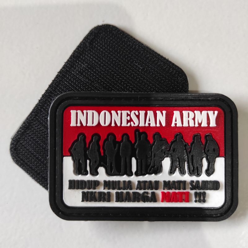 patch rubber logo indonesian army dasar merah putih/patch rubber tni/tempelan emblem karet velcro