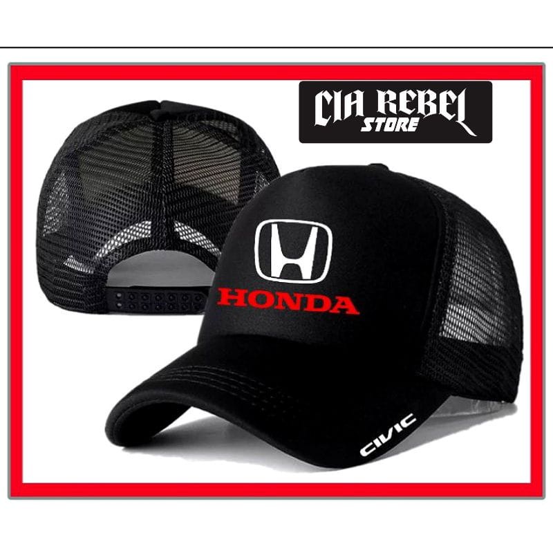 TOPI JARING TRUCKER RACING HONDA CIVIC LOGO OTOMOTIF TOPI HONDA CIVIC TERLARIS - hebenshop