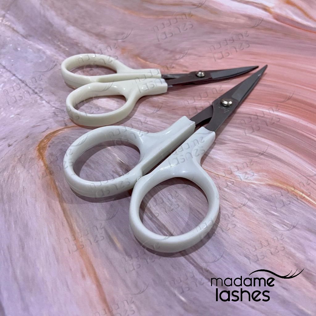 

Adn Gunting lengkung PUTIH 12cm & 10cm / Gunting bulu mata / Gunting scot /gunting tajam / gunting