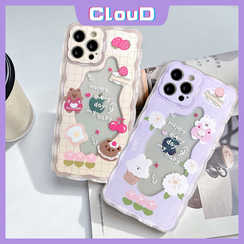 Soft Case Bahan TPU Desain Beruang Kelinci Untuk iPhone X XR XS Max 7 8 plus 11 12 13 Pro Max 6 6s plus SE 2020