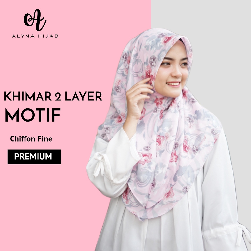 Khimar 2 Layer PollyCotton Motif / Hijab Instant Motif / Jilbab Terbaru