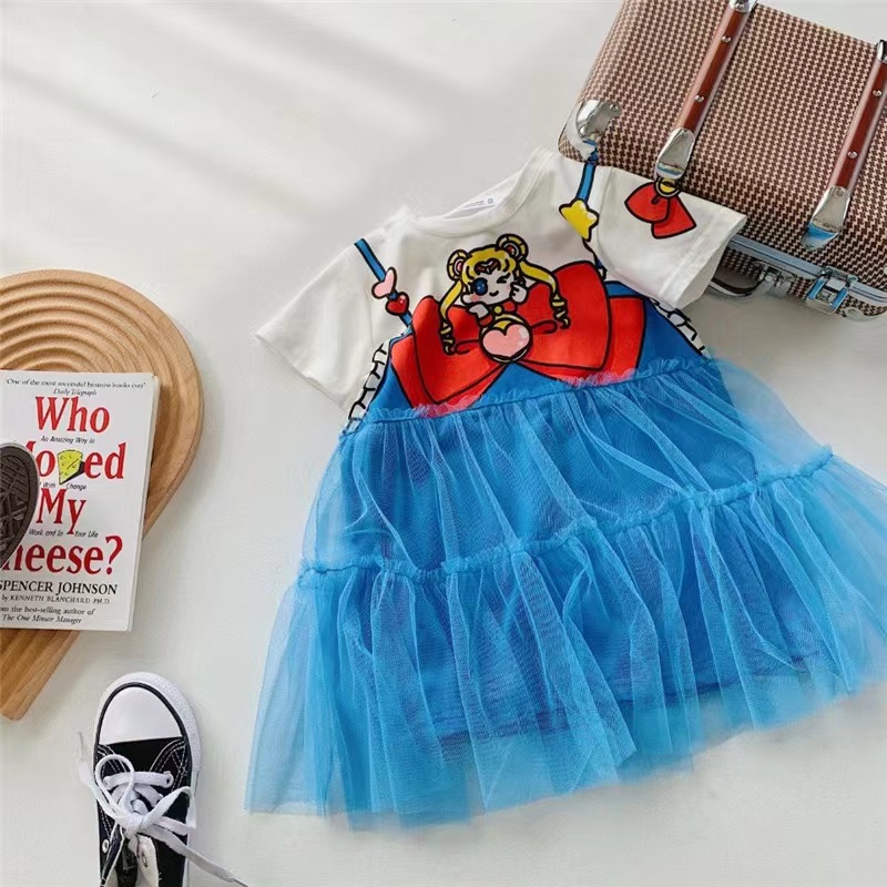 Dress Anak Perempuan Motif Kartun Moon Girl Korea Style Import Premium Dress