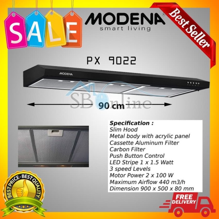 Slim Cooker Hood Modena PX 9022 Slim Hood 90 cm Garansi Resmi