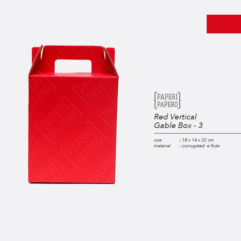 

Red Vertical Gable Box 3 Kotak Kardus Hampers Merah (18 x 14 x 22 cm) - Packaging Hampers Merah Kotak Jinjing (10 Pcs)