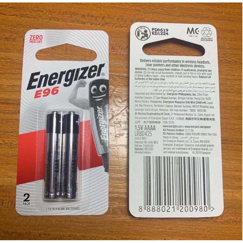 Battery Baterai batre stylus pen Tablet Headset AAAA A4 E96 B2 Energizer 1,5Volt Original isi 2 pcs