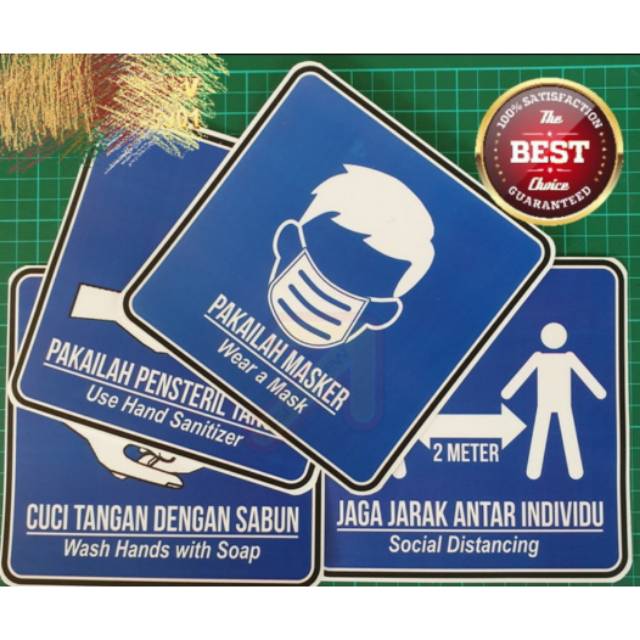 

Paket 4 Lembar STIKER CORONA COVID 19. PROTOKOL KESEHATAN 15X15CM