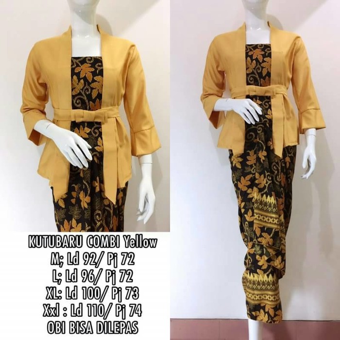 Kebaya Modern Stelan Combi Paya Yellow