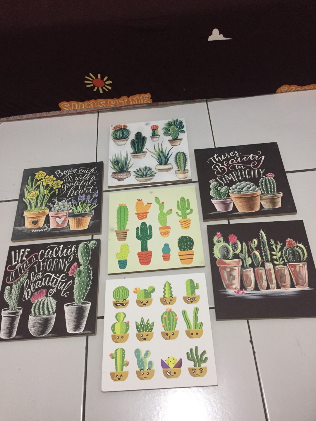 Hiasan Dinding Poster Kayu Rumah Kamar Cafe Bahan Mdf Ukuran 20x20cm Kaktus Quotes Ruang Tamu Our