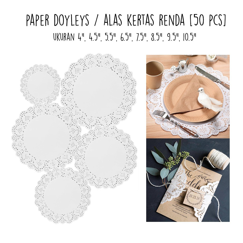 

Paper Doyleys / White Lace Paper / Alas Kertas Renda [50 pcs] Alas kertas putih berenda. Cocok untu