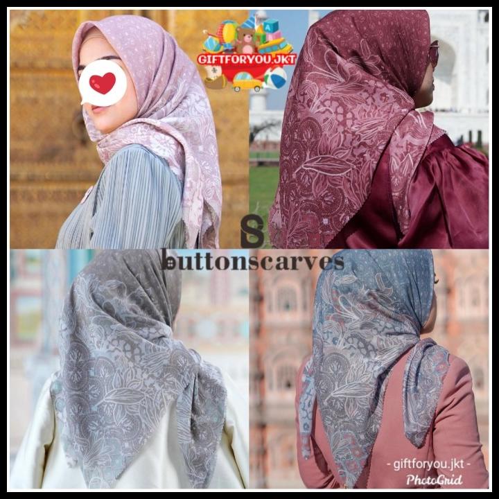 Buttonscarves Maharani Voal Square Hijab Jilbab Button Scarves Scarf