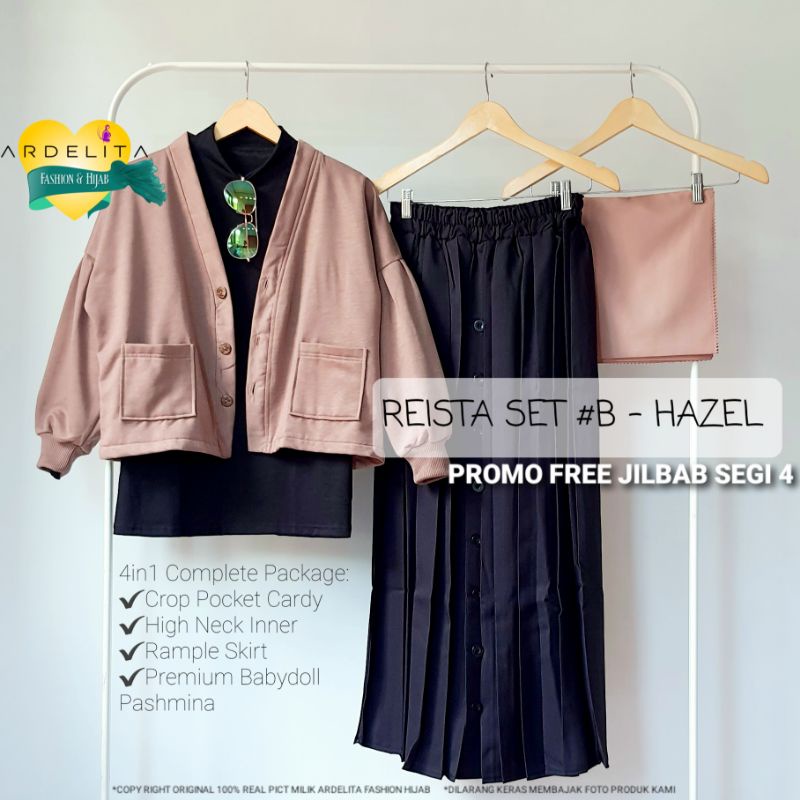 PROMO  FREE HIJAB  100%  REAL  PICT  SET  ROK A-LINE REISTA PAKET OOTD HIJAB  VIRAL KOREAN STYLE KEKINIAN