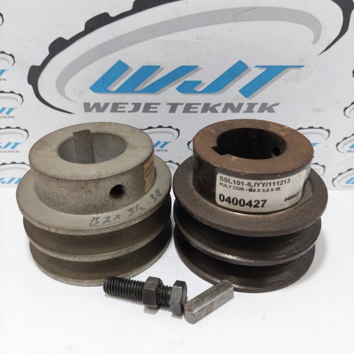 Pulley Pully Polli 2 Jalur Belt Tipe B x Diameter 3,5 inchi x as 38mm