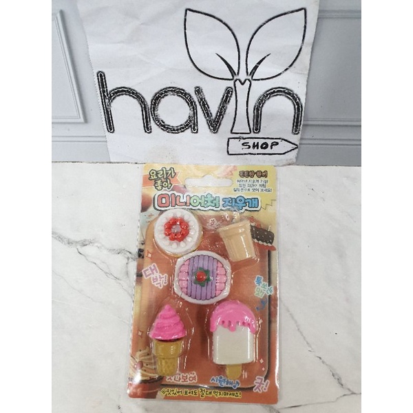 Penghapus lucu makanan kue/STIP KUE/hapusan fancy/hapusan set/stip-W