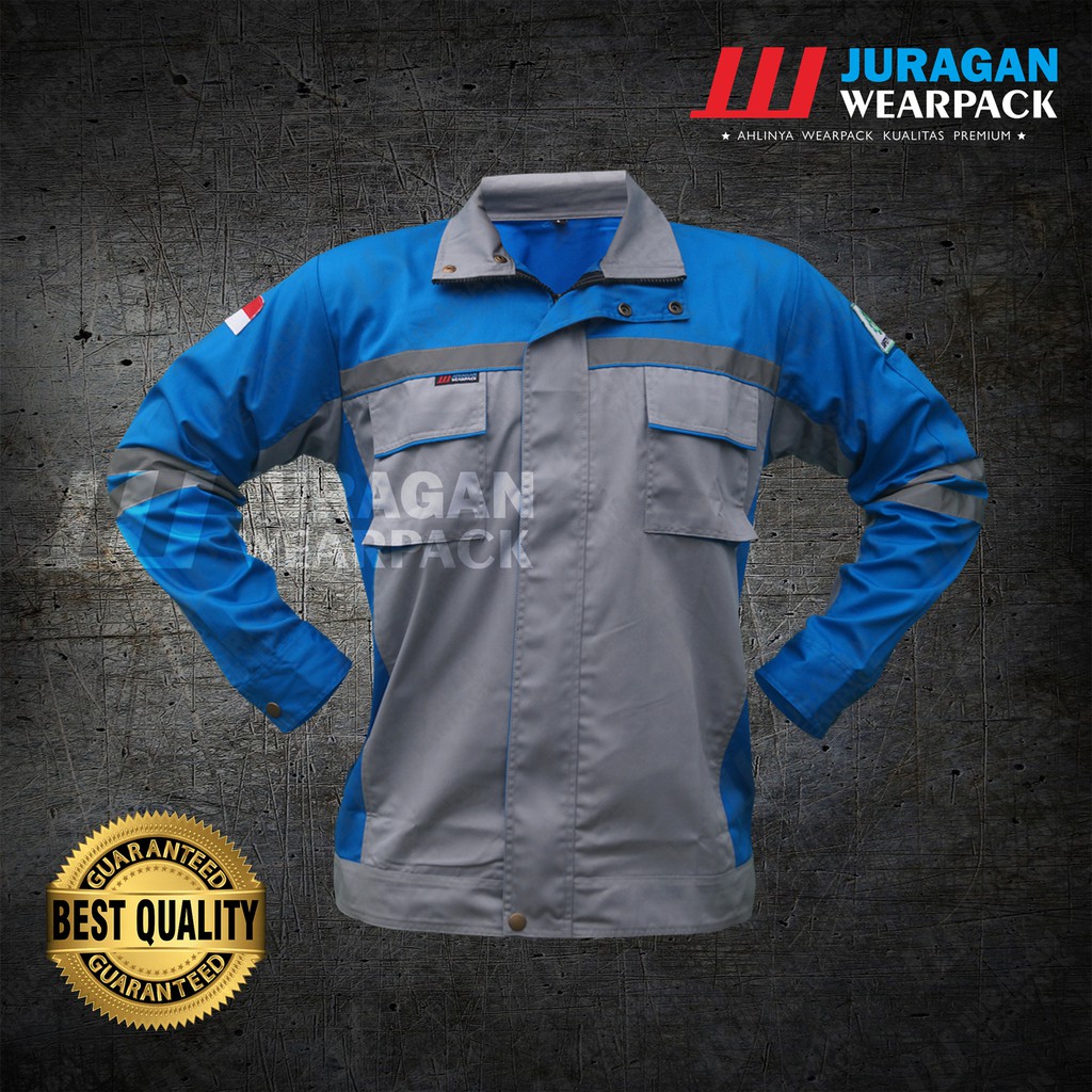 WEARPACK SAFETY SEMIJAKET WARNA BIRU BENHUR KOMBINASI ABU 