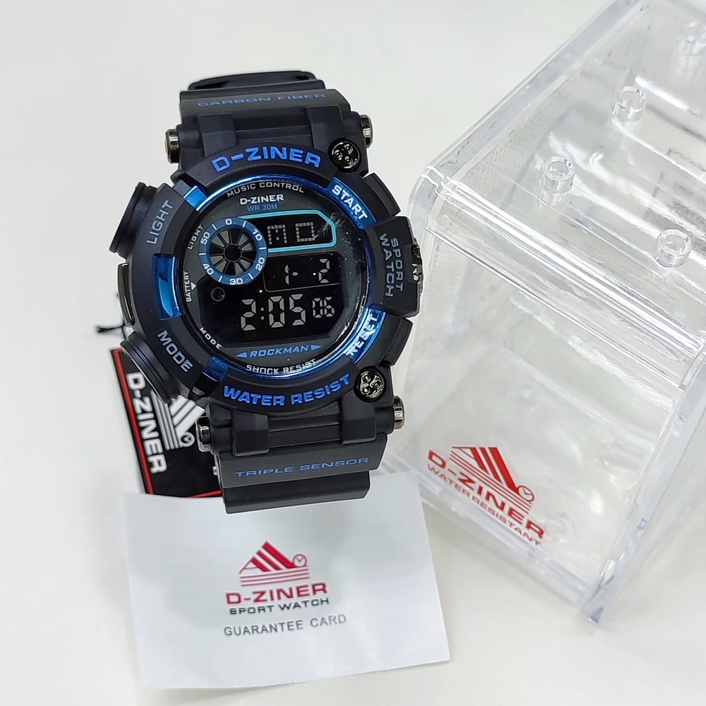 Jam Tangan Pria Dziner B1732J Digital Tali Rubber Tanggal Hari Aktif Free Box &amp; Baterai