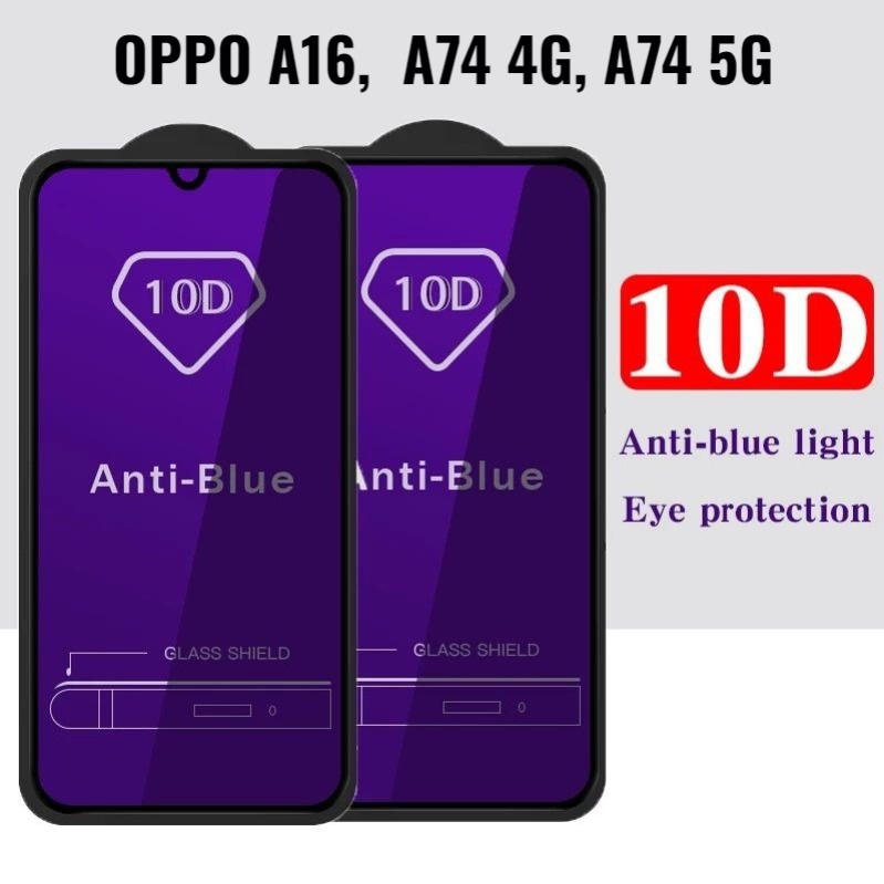 Anti Blue Ray 10D Tempered Glass  Oppo A16 / A71 / A74 4G 5G / Reno 4 / Reno 4F / Reno 2F FULL LAYAR ANTI RADIASI