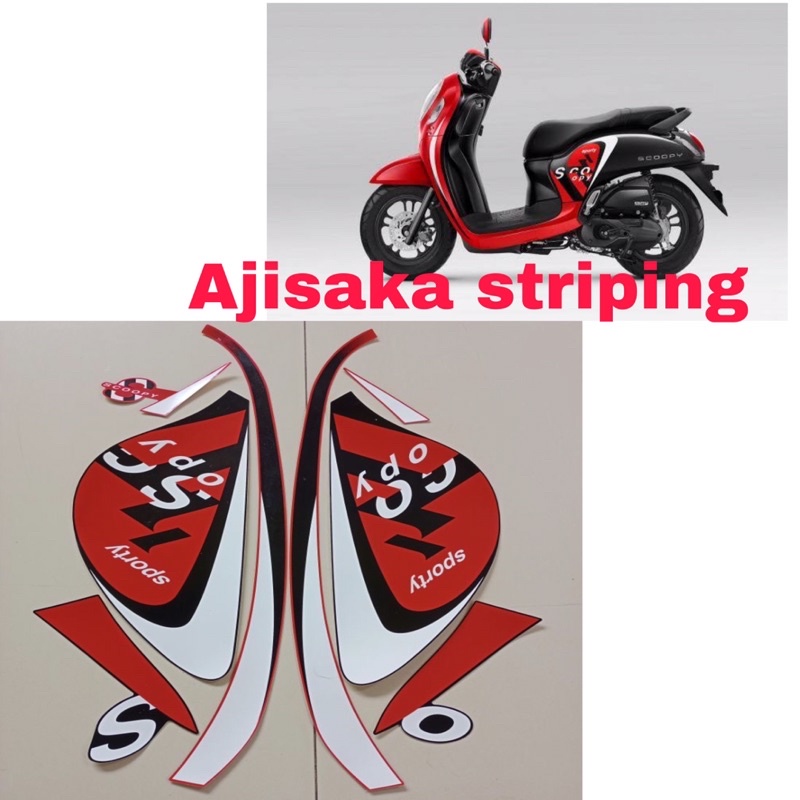 stiker scoopy 2022 merah hitam / striping scoopy merah hitam 2022 / striping stiker lis les Honda sc