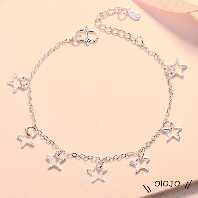 COD Gelang Wanita Korea 925 Perak Berbentuk Hati Rantai Bunga Bintang Liontin Fashion Aksesoris Gelang Hadiah Ulang Tahun-5