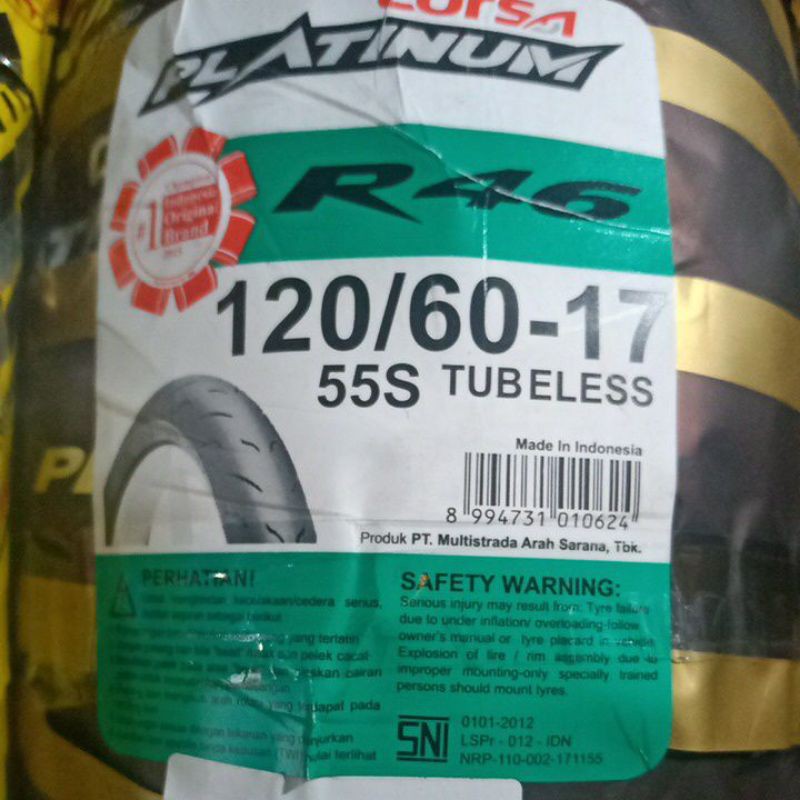 Ban Motor 17 Corsa 120/60-17 R 46 Softcompon Tubeless Platinum