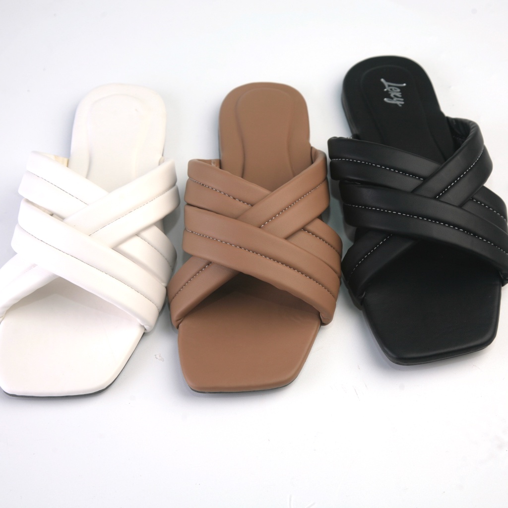 Lexy JISOO Sandal Wanita Flat Teplek