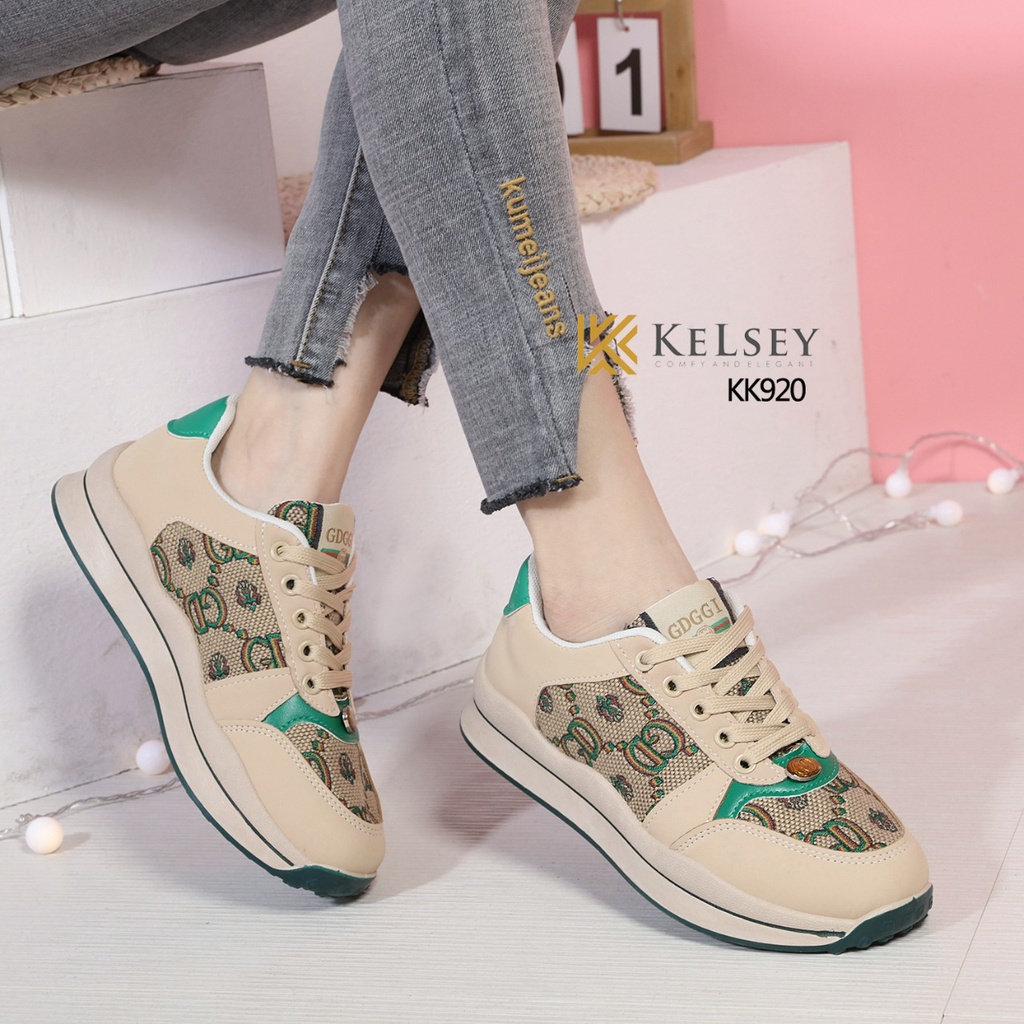 (GRATIS ALAS KAKI) Kelsey Sepatu Sneakers  Wanita  Import KK920