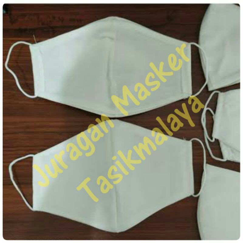 Masker Kain Katun Putih Polos Dewasa 2 Lapis 2 Layer 2 Ply Earloop, Makser Kain Motor Anti Debu9