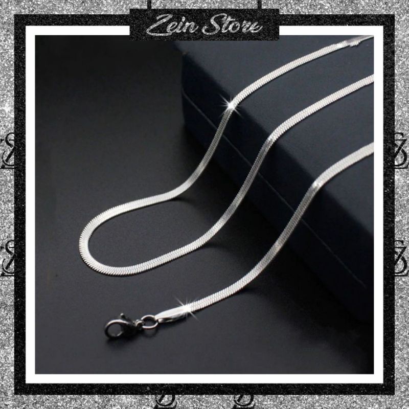 KALUNG TITANIUM SILVER PIPIH ANTI KARAT PRIA DAN WANITA  STAINLESS STEEL BELUT PIPIH