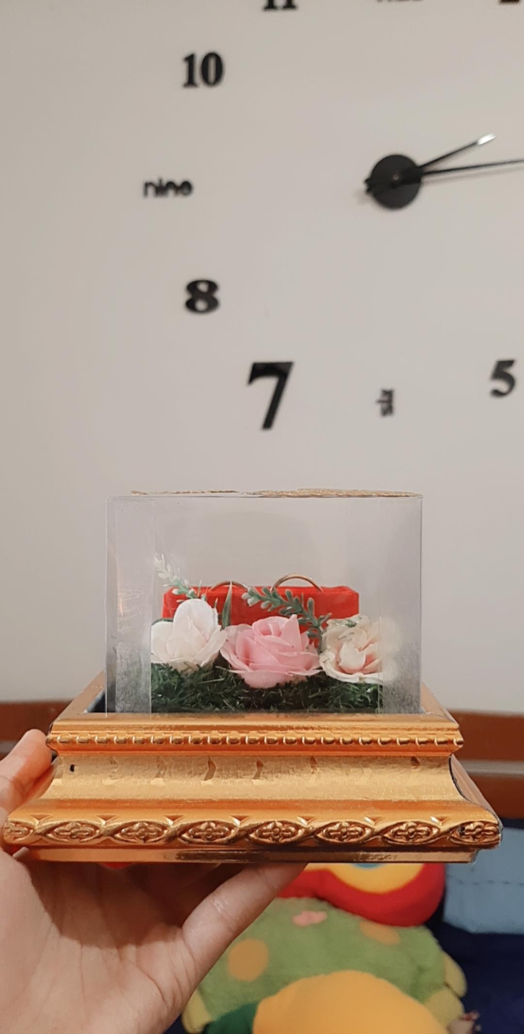 Tempat Cincin Ring Bearer Frame Ringbox Dengan Mika Rumput