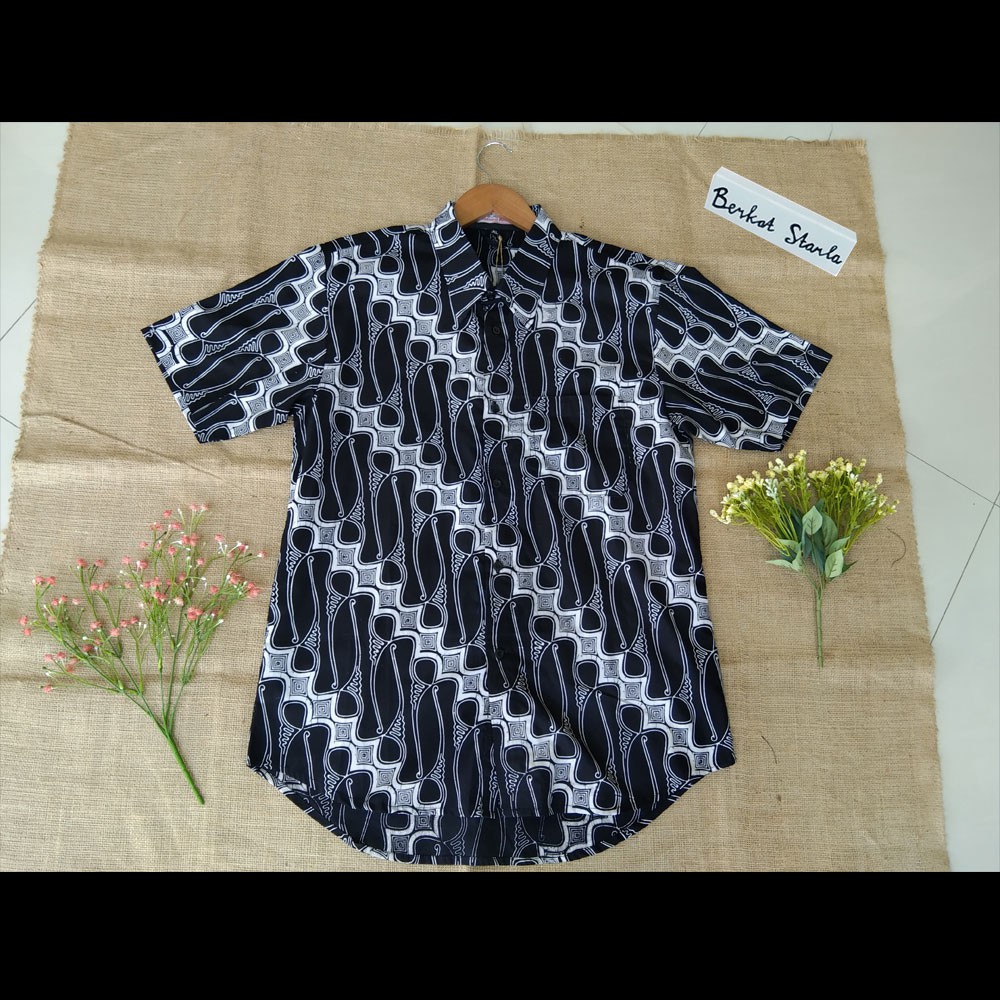 Kemeja Batik Pria/ Hem Batik Pria/ Hem Batik Parang Barong Hitam hb7xl