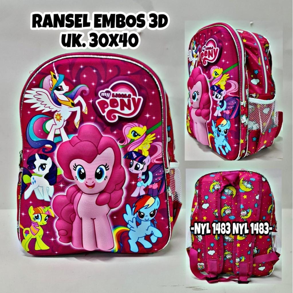 Tas Ransel Anak Sekolah PG/PAUD lucu keren Cewek motif timbul karakter kartun hewan 3 Dimensi Kualitas Import Premium