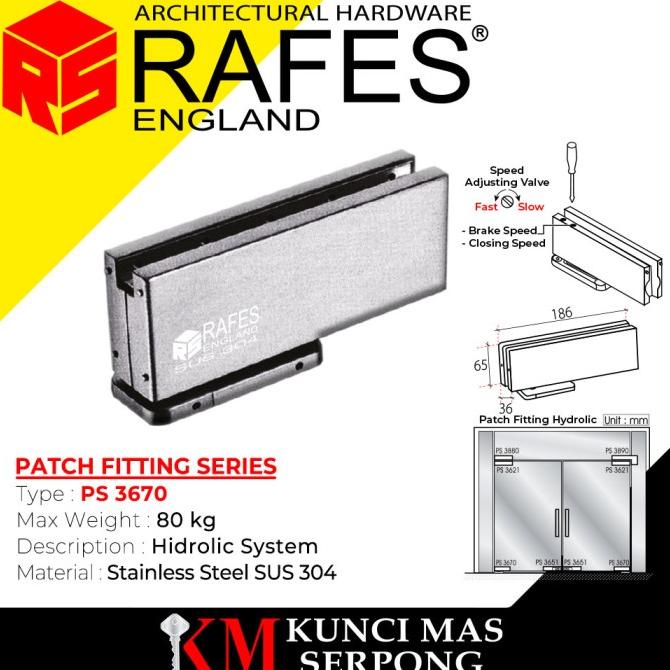Patch Fitting KMS PS 3670 Engsel Pintu Kaca RAFES