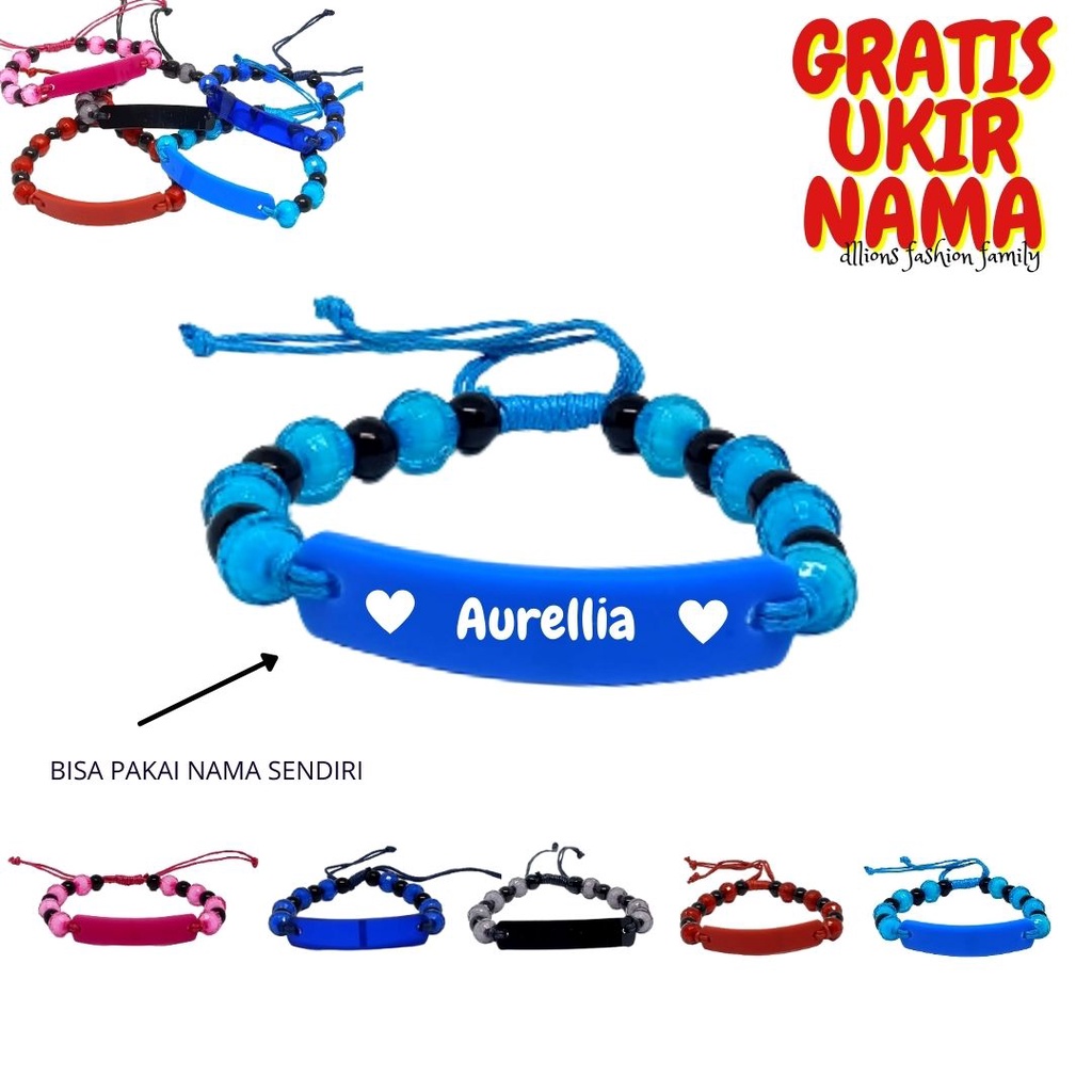 GELANG NAMA,GELANG UKIR NAMA,BERVARIANT WARNA HARGA UNTUK SATU BUAH,GELANG ANAK