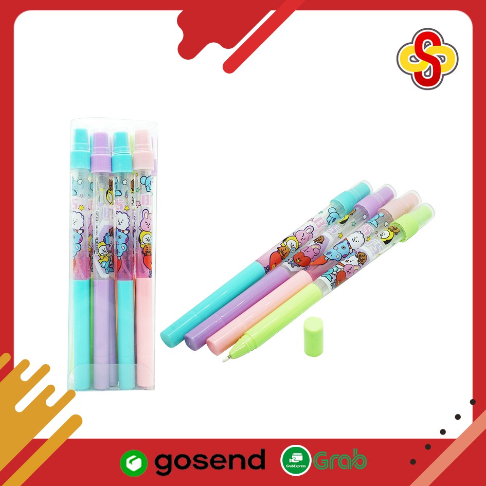 Pulpen Gel Spray / Pulpen Hand Sanitizer BT21 GP-218 Isi 12 pcs