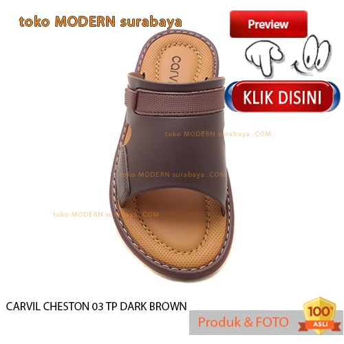 CARVIL CHESTON 03 TP DARK BROWN sandal anak sandal sopan casual slide selop