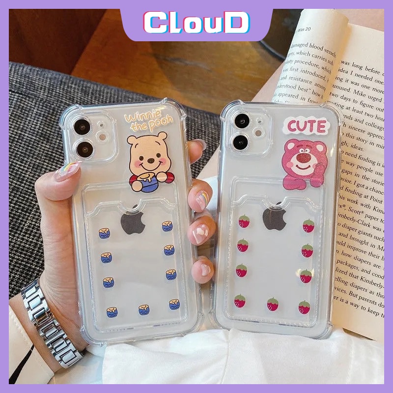 Soft Case TPU Transparan Motif Kartun Lotso Winnie the Pooh Untuk iPhone 13 11 12 pro Max 6 6s 8 7 plus X XR XS Max SE 2020