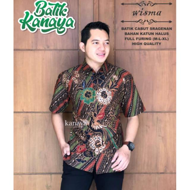 Batik Cabut wisma Batik SOLO Kemeja HALUS asli katun sragenan full furing MURAH