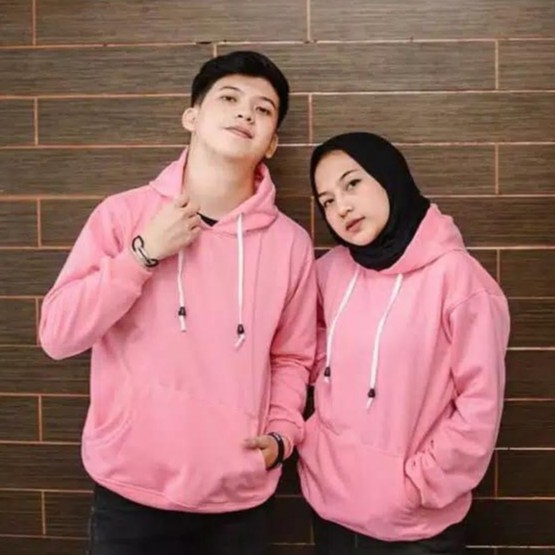 [PROMO COUPLE] JAKET SWEATER POLOS HOODIE JUMPER WARNA PINK BABY