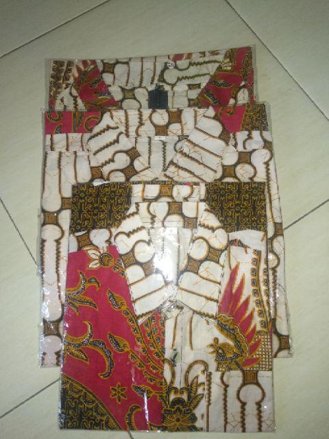 Baju Batik Couple Set Keluarga Super Jumbo Seragam Seno Abang Putih