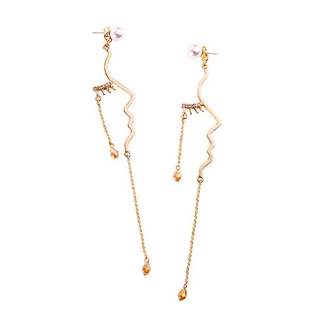 LRC Anting Tusuk Fashion Gold Geometric Irregular Earrings F63487