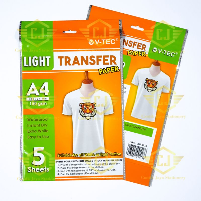 

V-TEC Light Transfer Paper VTEC A4 150 gsm 5 Sheets