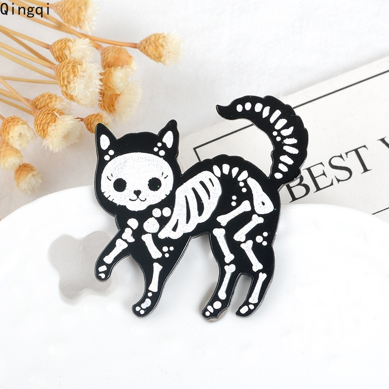 Bros Pin Enamel Bentuk Kucing Hitam Gaya Gothic Untuk Aksesoris