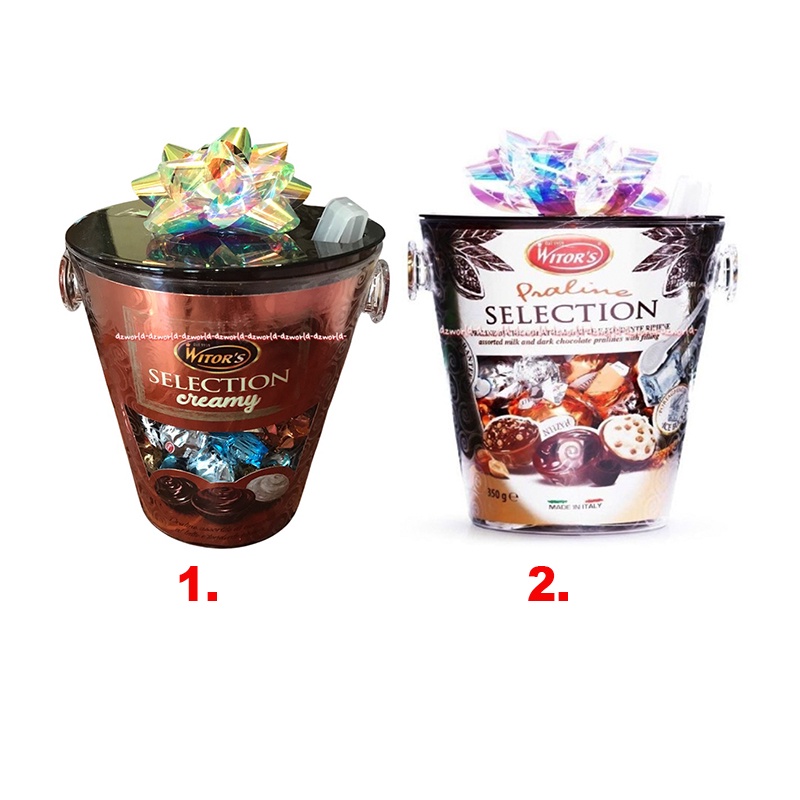 

Witor's Selection Praline Creamy 300gr Chocolate Witors Kemasan Bucket Toples Coklat Isi Krim Kemasan Buket Ekslusive Dengan Pita Witor Krim Wintor's