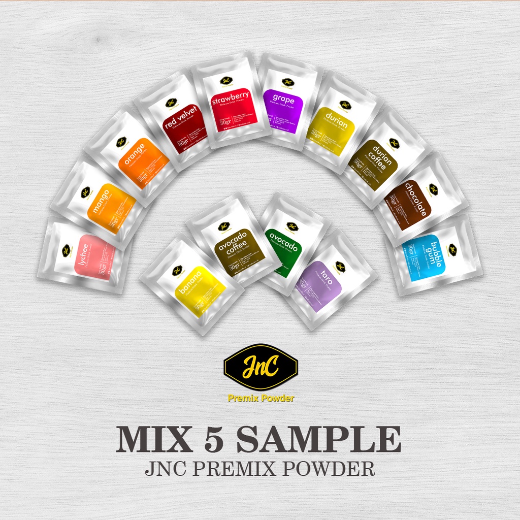

Paket Sample 5 Powder (with Sugar)- JnC Silver Powder I Bubuk minuman