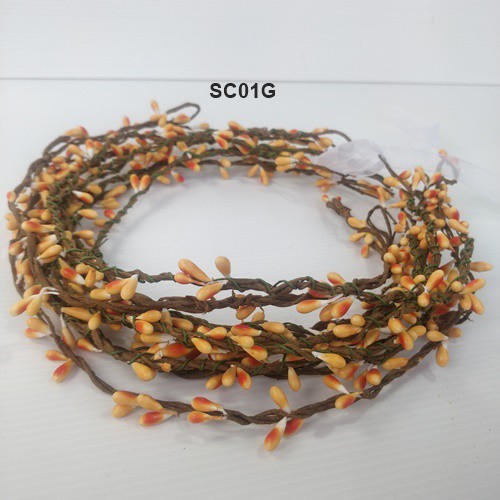 [STOCK TERBATAS] AKSESORIS RAMBUT FLOWER CROWN WEDDING BANDO BUNGA ORANGE SC01G