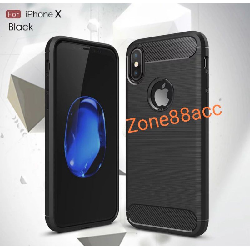 Silicon Case Iphone X XR XS XsMax Max Softcase iPAKY Carbon Casing Cover Silikon Soft jelly pelindung belakang handphone elegan