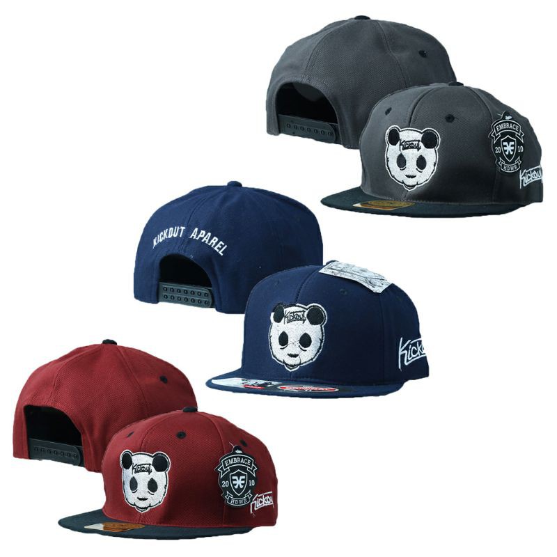 Topi Snapback Distro Pria Wanita / Topi Hip hop Bordir Motif Panda