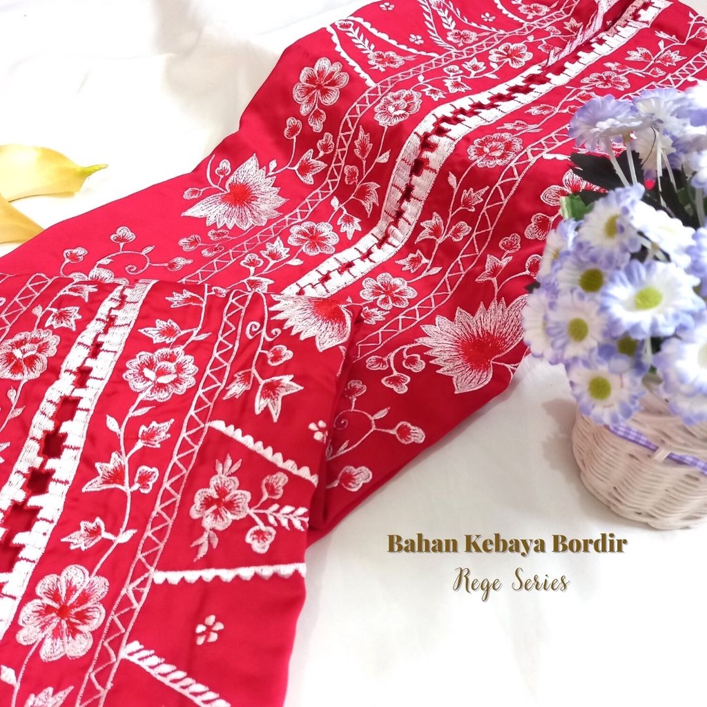 Pusat Bordir Tasikmalaya - Bahan Long Kebaya Bordir Handmade Rege Silk Premium